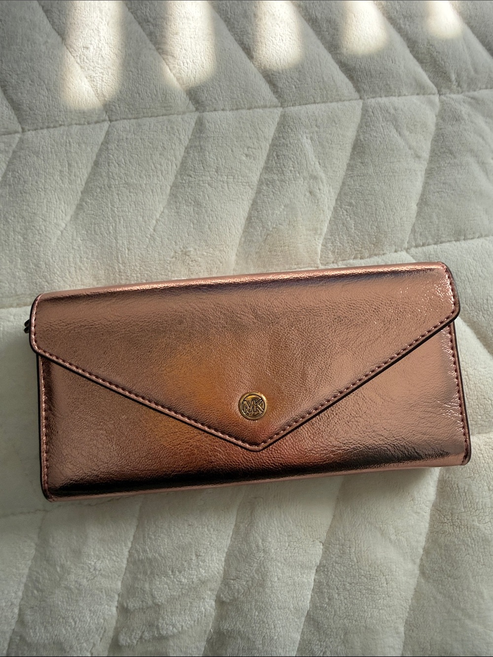 Michael Kors Metallic Rose Gold Envelope Wallet